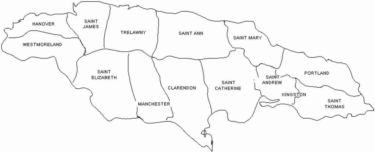 جمیکا کے نقشے اور parishes