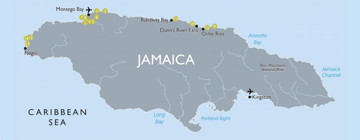 نقشہ جمیکا کے ہوائی اڈوں