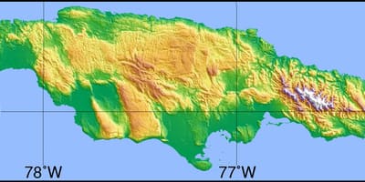 نقشہ کے topographic جمیکا