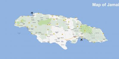 نقشہ جمیکا کے ہوائی اڈوں اور رزارٹ